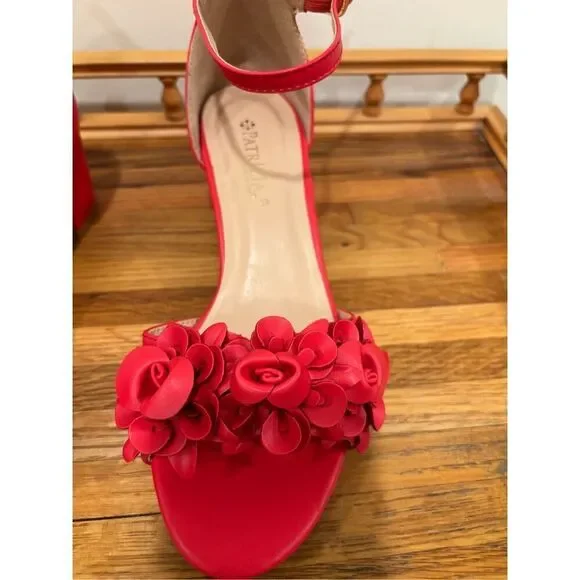 Patricia By Spring Step Women's Tomika Floral Block Heel Sandals Red Size 9.5 - Picture 4 of 7